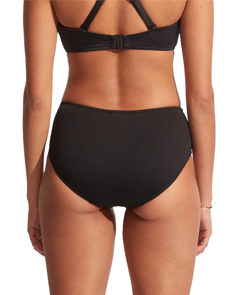Collective Gathered Front Retro Bikini Bottoms in Black