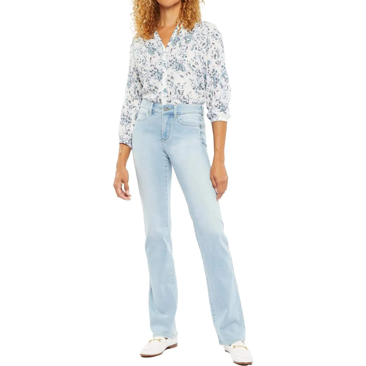 NYDJ Womens Marilyn Denim Mid-Rise Straight Leg Jeans