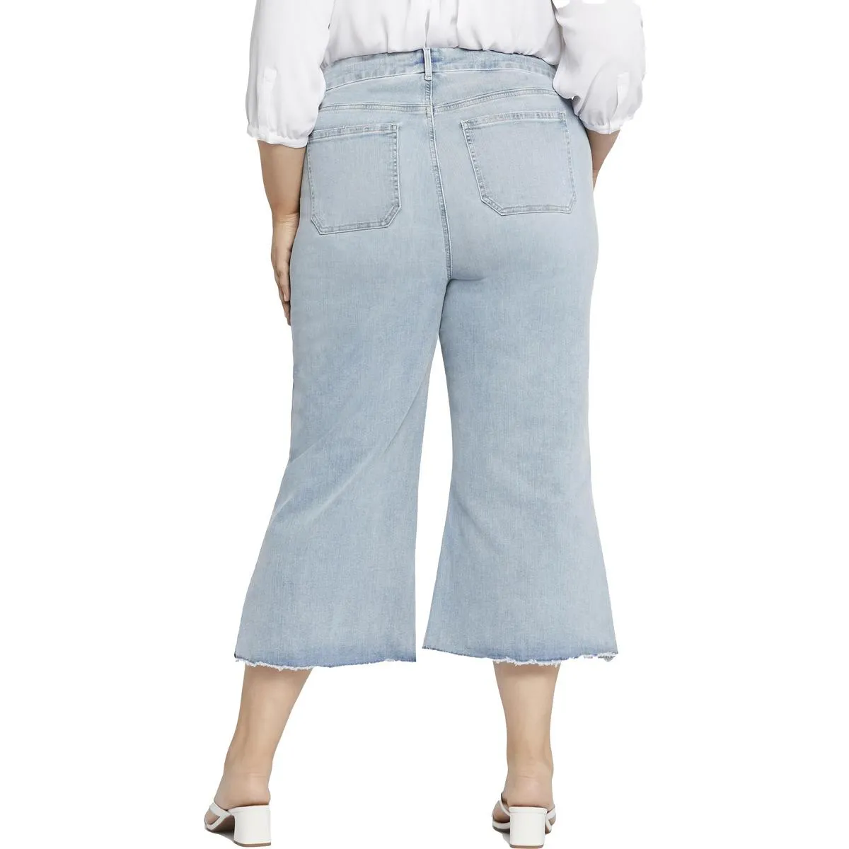 NYDJ Womens Plus Patchie Major Frayed Hem Denim Capri Jeans